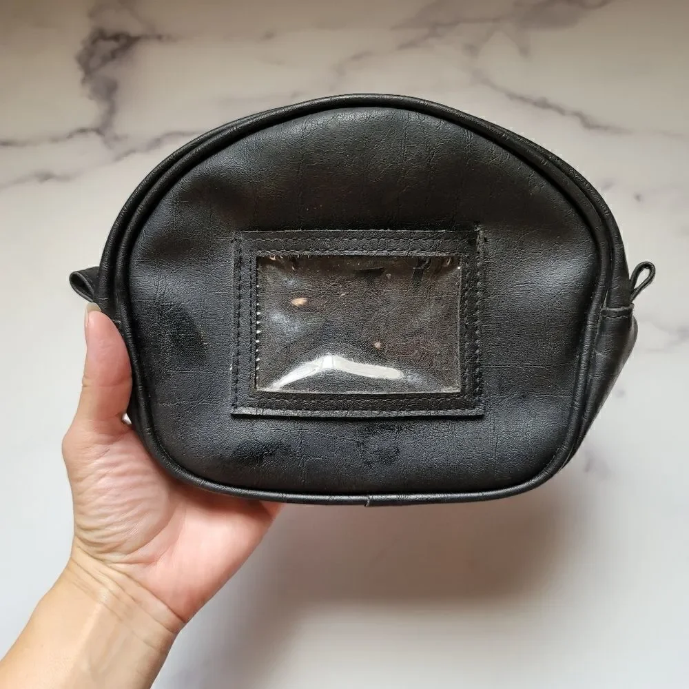 Black matte vintage makeup travel case zip up